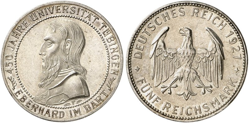 KURS - UND GEDENKMÜNZEN. J. 329, EPA 5/63. Ein zweites Exemplar.
winz. Rdf., vz...