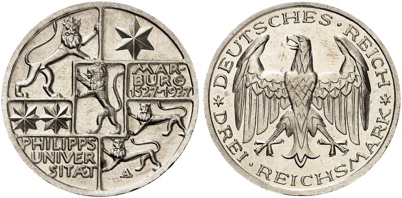 KURS - UND GEDENKMÜNZEN. J. 330, EPA 3/47. Ein drittes Exemplar.
f. St