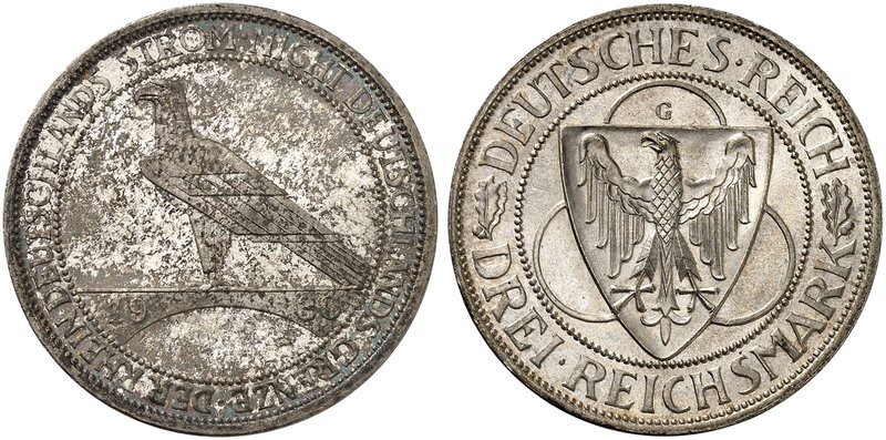 Biddr Heidelberger Munzhandlung Herbert Grun Auction 77 Lot 2739 Kurs Und Gedenkmunzen J 345 Epa 3 57 3 Rm 1930 G Rheinstrom Prachtexemp