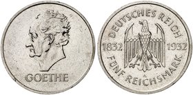 KURS - UND GEDENKMÜNZEN. J. 351, EPA 5/70. 5 RM 1932 A, Goethe.
kl. Rdf., vz
