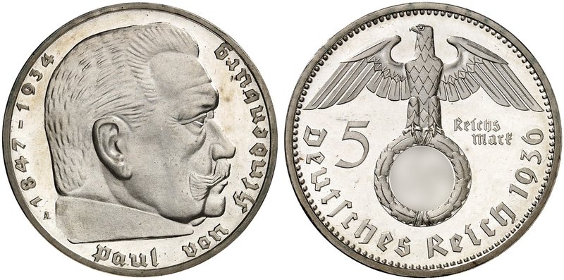 J. 367, EPA 5/76. 5 RM 1936 A, Hindenburg mit Hakenkreuz.
PP
