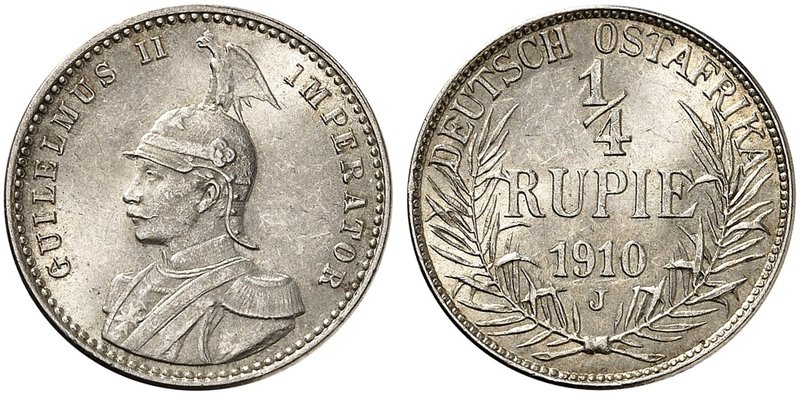 DEUTSCH - OST - AFRIKA. J. 720, EPA DOA 16. 1/4 Rupie 1910 J.
f. St
