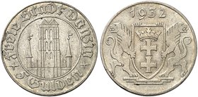 FREIE STADT DANZIG. J. D 17, EPA D 15. 5 Gulden 1932, Marienkirche.
Rdf., ss
