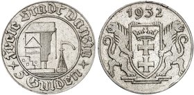 FREIE STADT DANZIG. J. D 18, EPA D 17. 5 Gulden 1932, Krantor.
Rdf., f. ss
