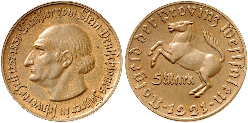 PROVINZ WESTFALEN. J. N 12, EPA N 43. 5 Mark 1921, Tombak. R !
vz