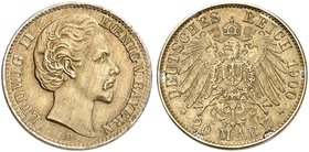 BAYERN. Ludwig II., 1864-1886. zu J. 194/200, Schaaf - , Slg. Beckenb. -. 20 Mark 1900 D, glatter Rand.
Silber, vergoldet, RR !
22,50 mm Ø, 1,32 mm ...
