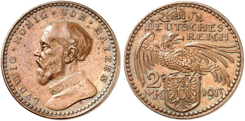 BAYERN. Ludwig III., 1913-1918. zu J. 51, Schaaf 51 / G 1, Slg. Beckenb. 3244. 2...