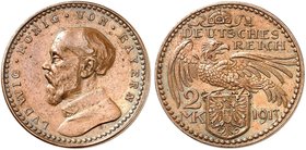 BAYERN. Ludwig III., 1913-1918. zu J. 51, Schaaf 51 / G 1, Slg. Beckenb. 3244. 2 Mark 1913, o. Mzz., glatter Rand.
Kupfer 28,30 mm Ø,
2,03 mm dick, ...