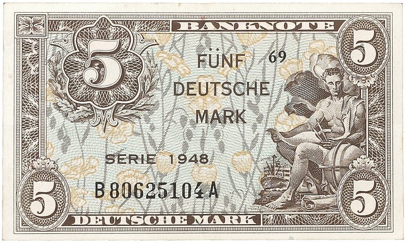 DEUTSCHLAND. BUNDESREPUBLIK DEUTSCHLAND. Lot von 9 Scheinen: 1/2, 1, 2 (A-B), 5 ...