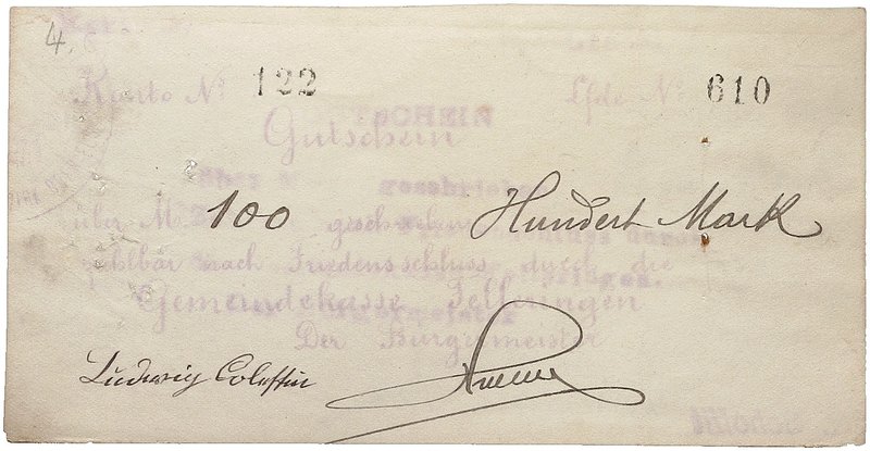 NOTGELDSCHEIN - SAMMLUNG 1914. ELSASS - LOTHRINGEN. Felleringen, Gemeinde. Lot v...