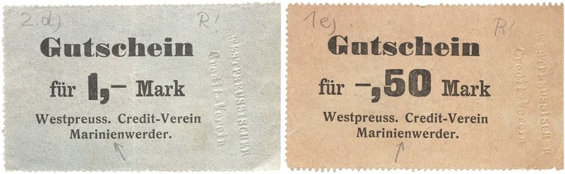 NOTGELDSCHEIN - SAMMLUNG 1914. OSTPREUSSEN. Marienwerder, Kämmerei-Kasse. Lot vo...