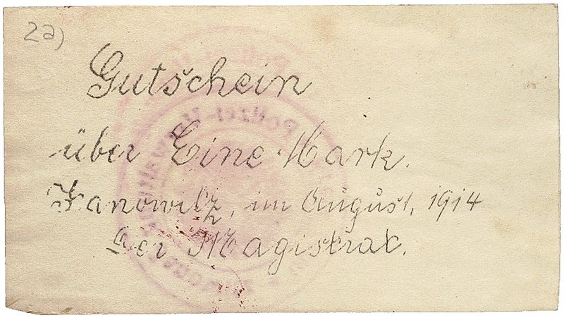 NOTGELDSCHEIN - SAMMLUNG 1914. POSEN. Janowitz, Kämmereikasse. Lot von 5 Scheine...