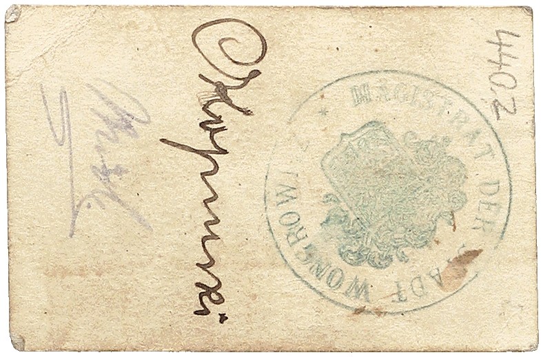 NOTGELDSCHEIN - SAMMLUNG 1914. POSEN. Wongrowitz, Magistrat. Lot von 2 Scheinen:...