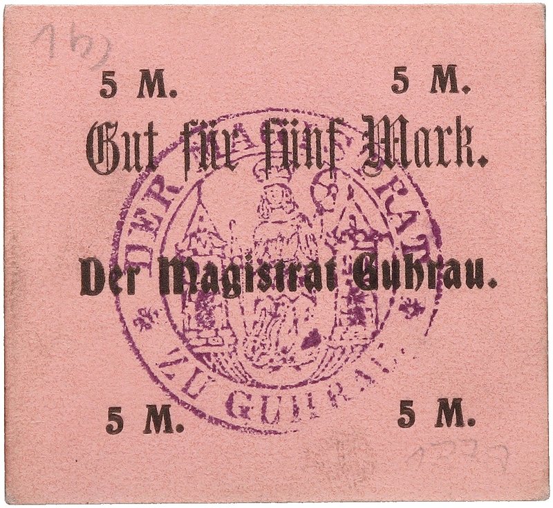 NOTGELDSCHEIN - SAMMLUNG 1914. SCHLESIEN. Guhrau, Magistrat. Lot von 9 Scheinen:...