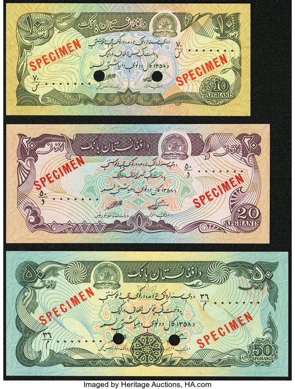 Afghanistan Afghanistan Bank 10; 20; 50 Afghanis ND (1979) / SH1358 Pick 55s; 56...