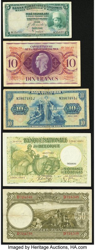 A Quintet of Notes from Europe Including Examples from Albania, Belgium, and Ger...