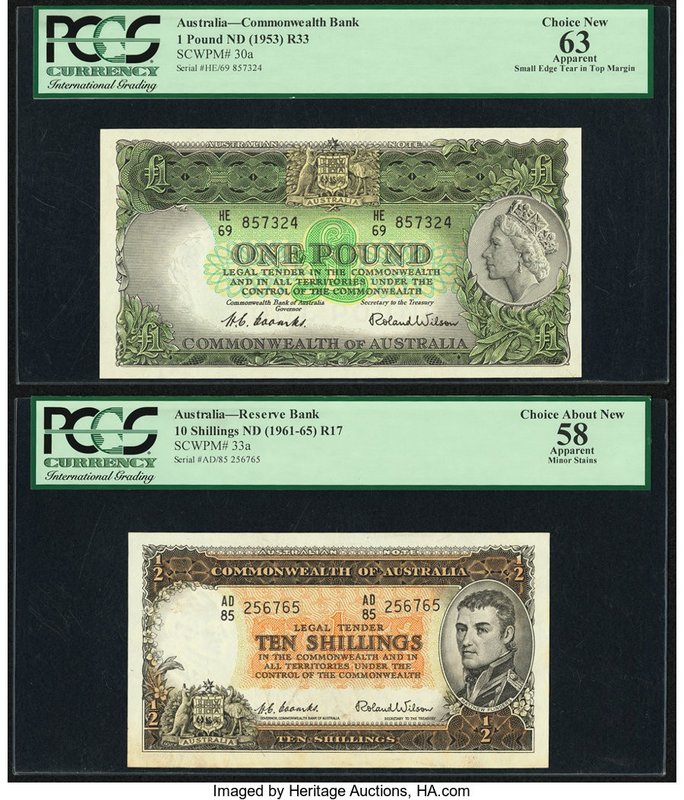 Australia Commonwealth Bank of Australia 1 Pound; 10 Shillings ND (1953-60; 1961...