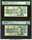 Canada Banque du Canada $20 1991 BC-58d; BC-58d-i Two Examples PMG Superb Gem Unc 67 EPQ. 

HID09801242017