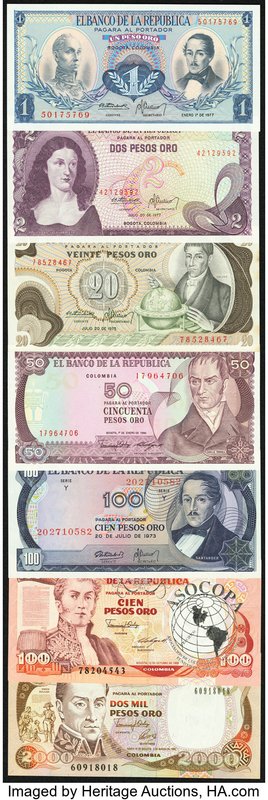 Seven Assorted Notes from Colombia. Crisp Uncirculated. 

HID09801242017