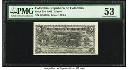 Colombia Banco de la Republica 2 Pesos 4.1904 Pick 310 PMG About Uncirculated 53. Stain lightened.

HID09801242017