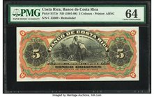 Costa Rica Banco de Costa Rica 5 Colones ND (1901-08) Pick S172r Remainder PMG Choice Uncirculated 64. 

HID09801242017