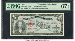 Cuba Banco Nacional de Cuba 1 Peso 1953 Pick 86a PMG Superb Gem Unc 67 EPQ. 

HID09801242017