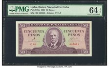 Cuba Banco Nacional de Cuba 50 Pesos 1961 Pick 98a PMG Choice Uncirculated 64 EPQ. 

HID09801242017
