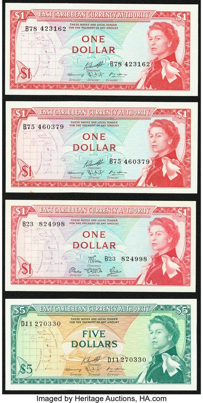 East Caribbean States East Caribbean Central Bank 1 Dollar ND (1965) Pick 13d; 1...