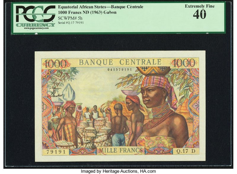 Equatorial African States Banque Centrale 1000 Francs ND (1963) Pick 5h PCGS Ext...