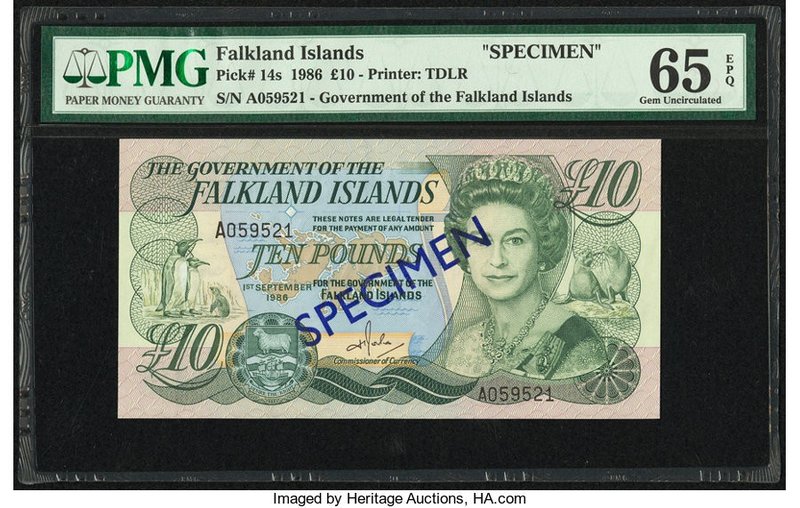 Falkland Islands Government of the Falkland Islands 10 Pounds 1.9.1986 Pick 14s ...