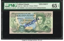 Falkland Islands Government of the Falkland Islands 10 Pounds 1.9.1986 Pick 14s Specimen PMG Gem Uncirculated 65 EPQ. 

HID09801242017