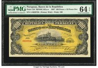 Paraguay Banco de la Republica 100 Pesos = 10 Pesos Oro 26.12.1907 Pick 159 PMG Choice Uncirculated 64 EPQ. 

HID09801242017