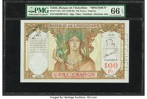 Tahiti Banque de l'Indochine 100 Francs ND (1939-65) Pick 14ds Specimen PMG Gem Uncirculated 66 EPQ. 

HID09801242017