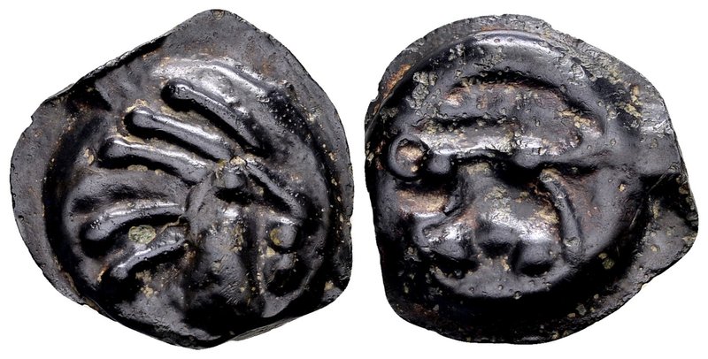 Gallia Belgica, Senones
Region of Sens, 2nd-1st C BC. AE cast potin, 5.53 gr. H...