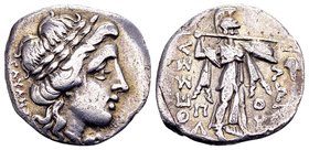 Thessaly, Thessalian League
Second half 2nd century BC. AR drachm, 4.06 gr. head of Apollo right, wearing laurel wreath; behind: ΓΛYAN / ΘEΣΣAΛΩN Ath...