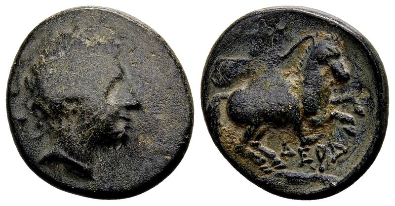 Elimiotis, Derdas II. 
Ca. 380 BC. Æ chalkous, 4.09 g. Laureate head of young A...