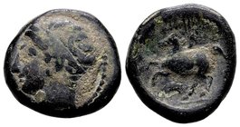 Kingdom of Macedon, Philip II. 
Uncertain mint in Macedon, 359-336 BC. Æ 16, 7.33 g. Head of Apollo leftt / ΦIΛIΠΠOY youth on horseback left; below: ...