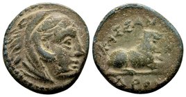 Kingdom of Macedon, Kassander. 
Pella or Amphipolis, 316-306 BC. Æ16, 3.86 g. Head of Herakles wearing lion skin right / KAΣΣANΔPOY lion reclining ri...