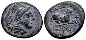Kingdom of Macedon, Kassander. 
Pella or Amphipolis, 316-306 BC. Æ19, 4.12 g. Head of Herakles wearing lion skin right / KAΣΣANΔPOY lion reclining ri...