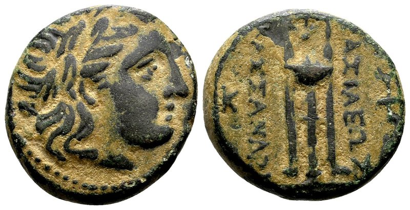 Kingdom of Macedon, Kassander. 
306-297 AD. Æ18, 7.17 g. Laureate head of Apoll...