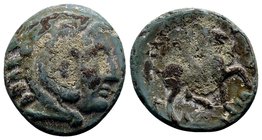 Kingdom of Macedon, Kassander. 
Uncertain mint in Macedon, 305-297 BC. Æ16, 4.01 g. Head of Herakles wearing lion skin right / BAΣIΛEΩΣ KAΣΣANΔPOY yo...