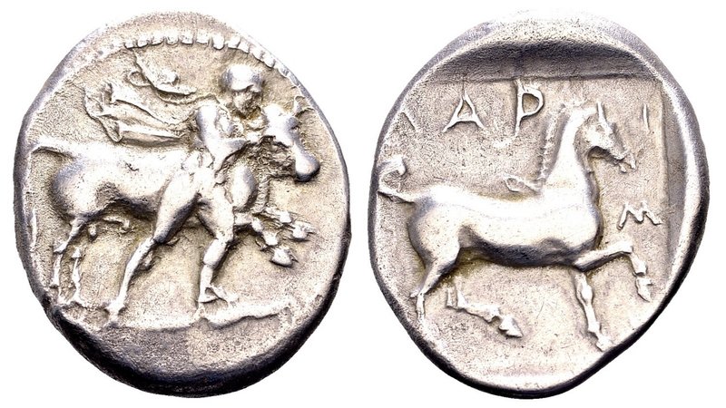 Thessaly, Larissa. 
Mid-late 5th century BC. AR drachm, 6.05 g. Thessalos nude,...