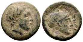Thessaly, Phalanna. 
3rd century BC. Æ dichalkon, 7.56 g. Bare head of Ares right / ΦΑΛΑΝΝAΙΩN head of nymph right. BCD Thessaly II 579. Very fine....
