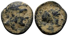 Thessaly, Phalanna. 
3rd century BC. Æ dichalkon, 5.9 g. youthful male head right / ΦAΛANNAIΩN head of nymph right, her hair in a sakkos. BCD Thessal...