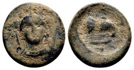 Euboia, Chalkis. 
Ca. 245-196 BC. Æ 8, 2.07 g. Diademed head of Hera facing / eagle, wings spread, head right, with serpent. BCD Euboia 202. R. Very ...