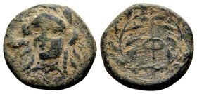 Phokis, Phokian League. 
Struck under Phalaikos, 351 BC and later. Æ14, 2.56 g. Head of helmeted Athena facing / Φ in laurel wreath with berries, tyi...