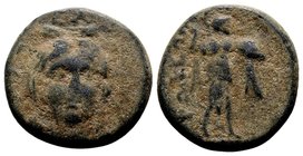 Phokis, Phokian League. 
Elateia, 2nd century BC. Æ 5.02 g. Facing head of Demeter, wreathed in wheat, two ears of which show above her head; EΛ abov...
