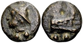 Anonymous
Rome, ca. 225-217 BC. Æ Aes Grave sextans, 34.34 g. Head of Mercury to the left, wearing petasos; below: •• / prow to the right; below: ••....