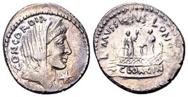 L. Mussidius Longus 
Rome, 42 BC. AR denarius, 3.71 g. Rome mint. Diademed, veiled head of Concordia right / shrine of Venus Cloacina: circular platf...