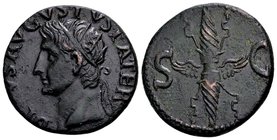 Divus Augustus
Rome, 34-37 AD. Ӕ as, 11.28 gr. DIVVS AVGVSTVS PATER radiate head of Auustus left / Upright winged thunderbolt; across fields: S C. RI...